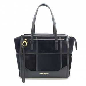 Salvatore Ferragamo Tote Bag Leather Suede Black